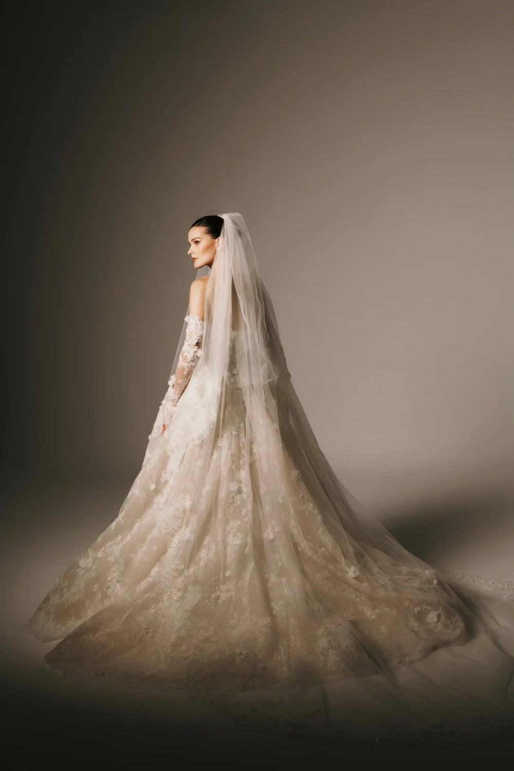 Dramatic And Romantic Lace Ball Gown With Detachable Sleeves by Nicole + Felicia For Kleinfeld — image 3 of 3