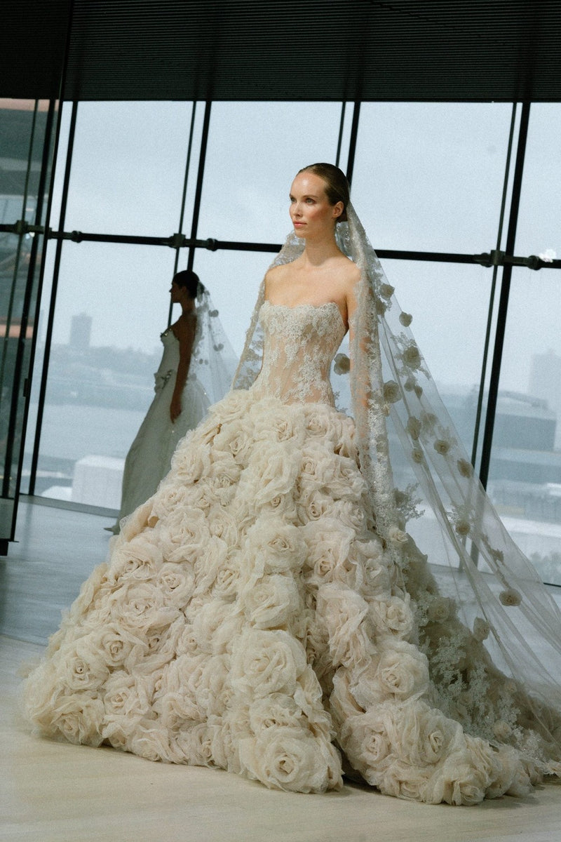 Dramatic Floral Ball Gown With Embroidered Bodice