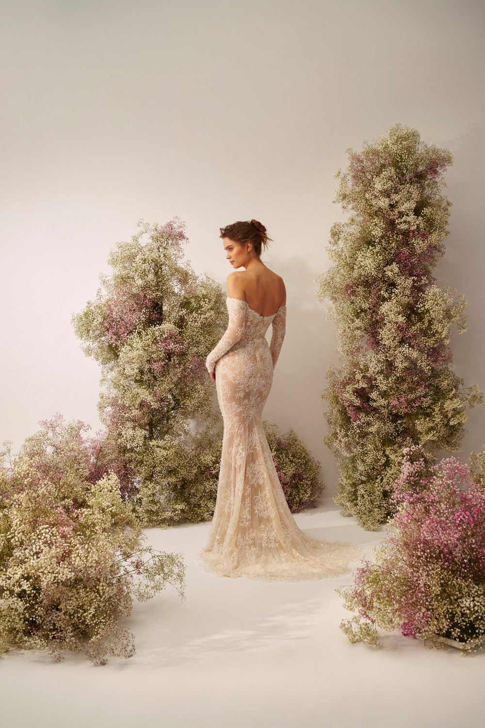 Lace Fit-and-Flare With Off-the-Shoulder Long Sleeves And Overskirt by Nicole + Felicia — image 2 of 4