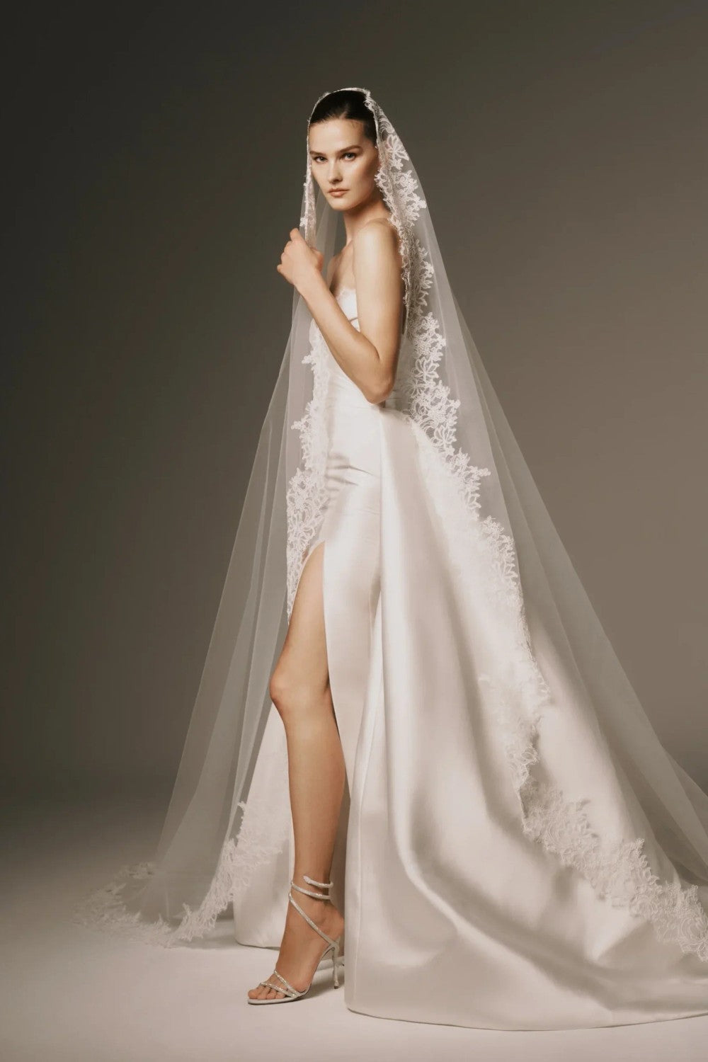 Romantic Sheath Wedding Dress With Detachable Overskirt by Nicole + Felicia For Kleinfeld — image 2 of 3