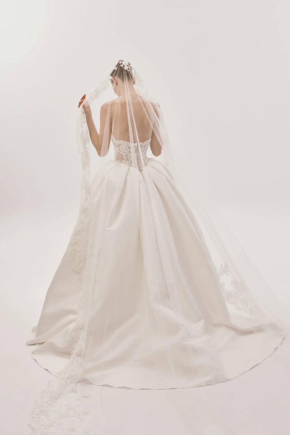 Strapless Basque-Waist Lace Ball Gown by Nicole + Felicia For Kleinfeld — image 3 of 3