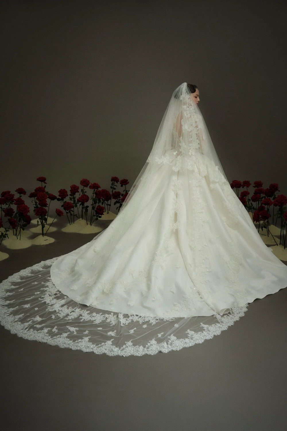 Timeless And Regal High-Neck Long Sleeve Ball Gown With Buttons by Nicole + Felicia — image 3 of 3