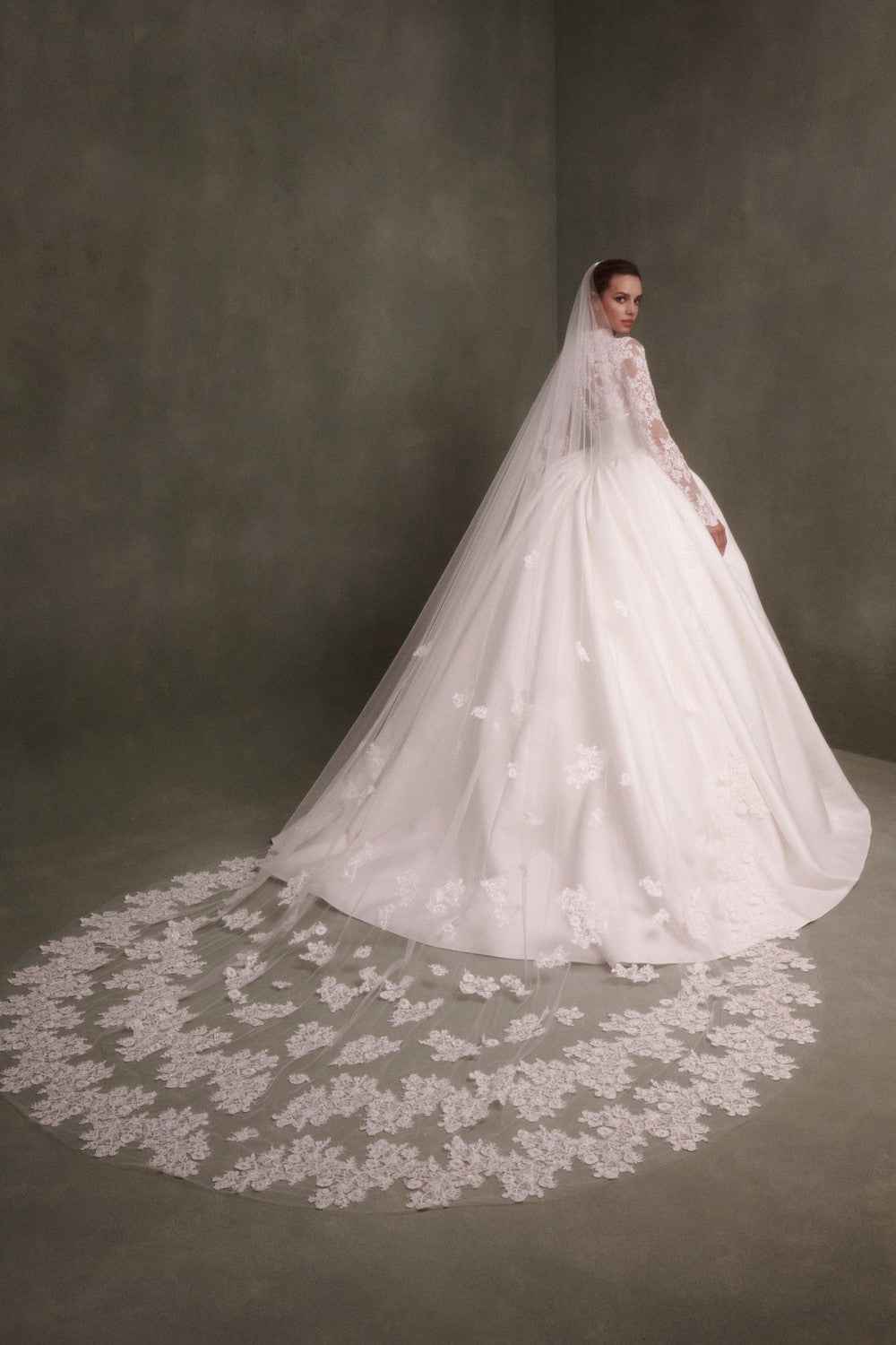 Timeless And Regal Long Sleeve Lace Ball Gown With Silk Mikado Skirt by Nicole + Felicia — image 2 of 2