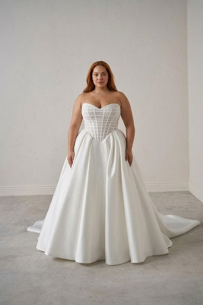 Plus-Size Modern Sheer Corset Ball Gown With Buttons — plus-size render