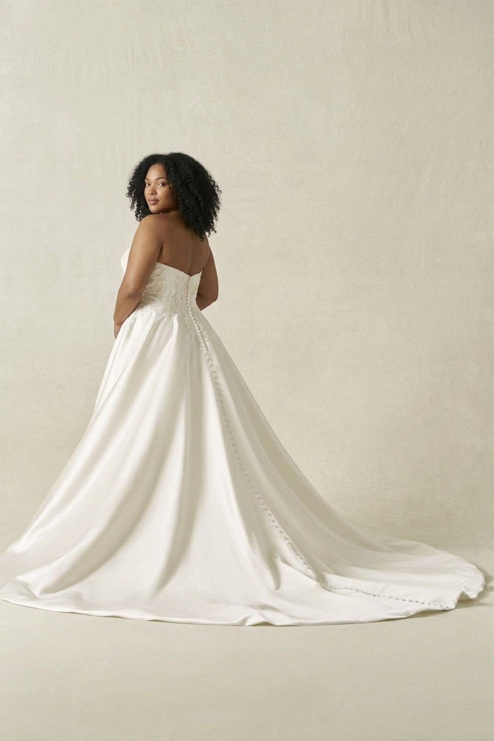 Plus-Size Strapless Beaded Lace A-Line Wedding Dress — plus-size render