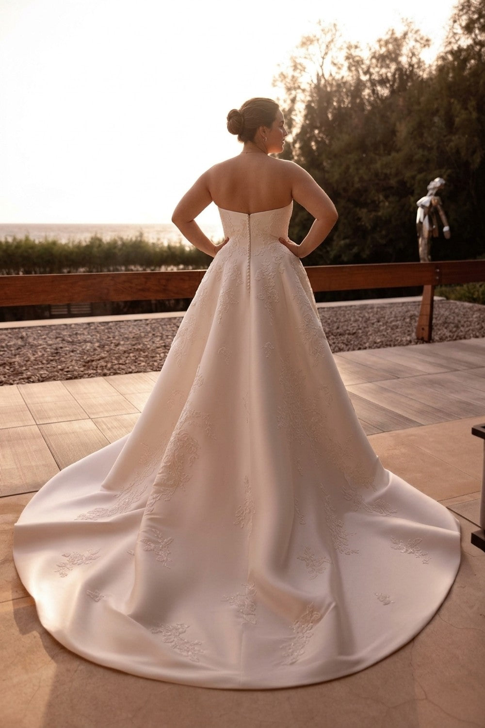 Plus-Size Elegant Beaded Lace A-Line Wedding Dress — plus-size render