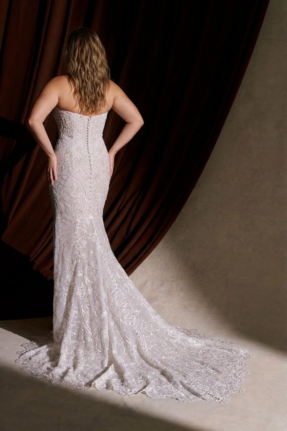 Plus-Size Intricately Detailed Fit-And-Flare Wedding Dress — plus-size render