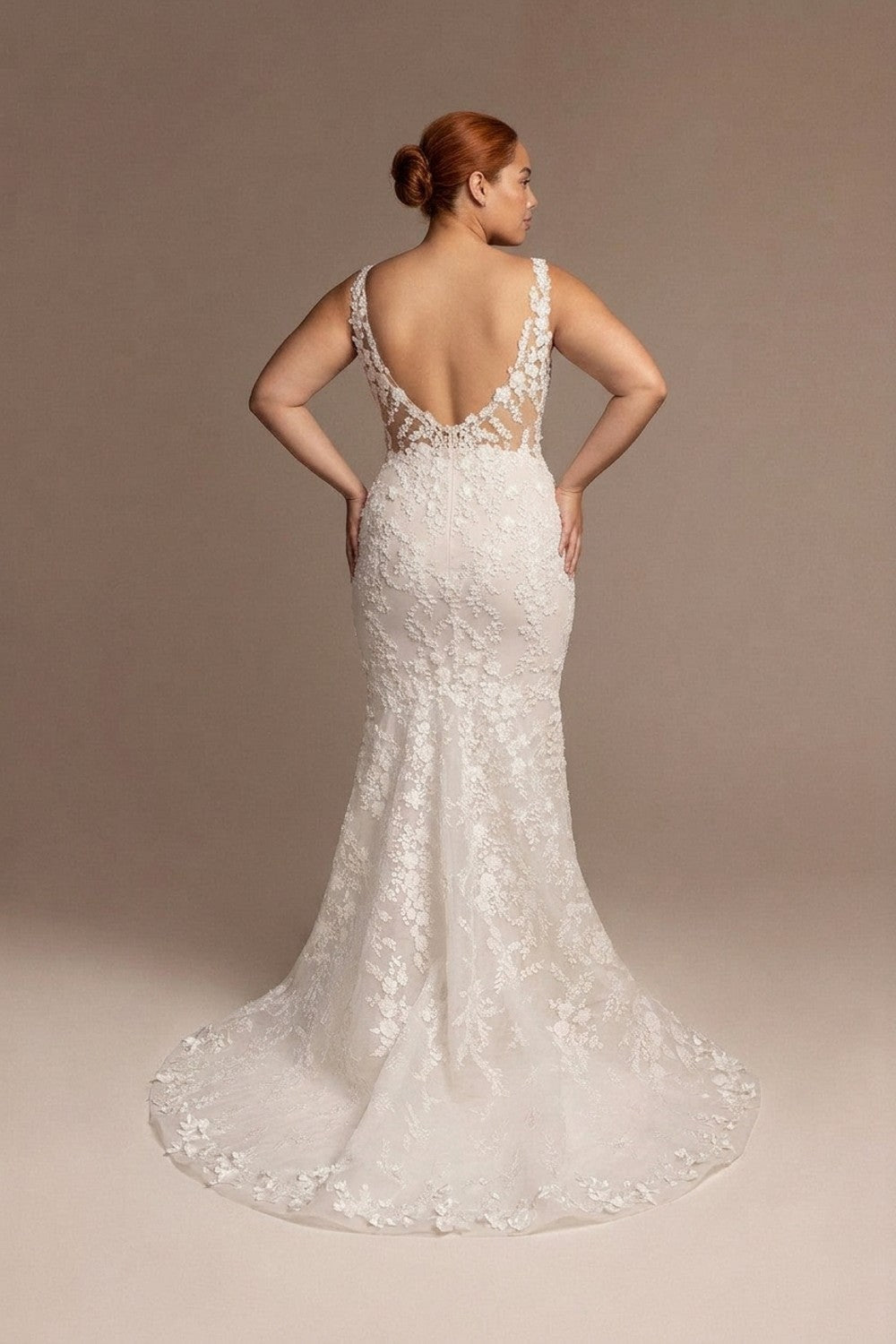 Plus-Size Romantic And Elegant Floral Embroidered Fit-and-Flare Wedding Dress With Open Back | Kleinfeld Bridal Plus-Size Romantic And Elegant Floral Embroidered Fit-and-Flare Wedding Dress With Open Back | Kleinfeld Bridal