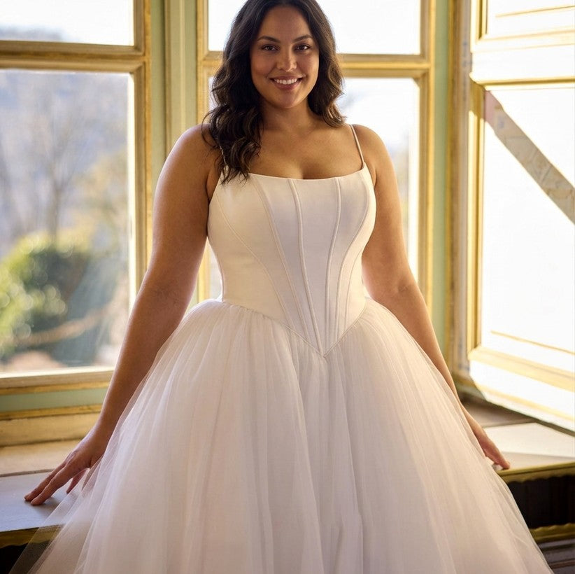 Plus-Size Chic And Simple Silk Tulle Ball Gown With Bows — plus-size render