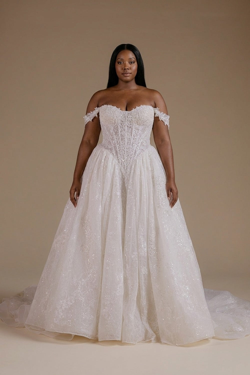 Plus-Size Ethereal Off-The-Shoulder Tulle Ball Gown — plus-size render
