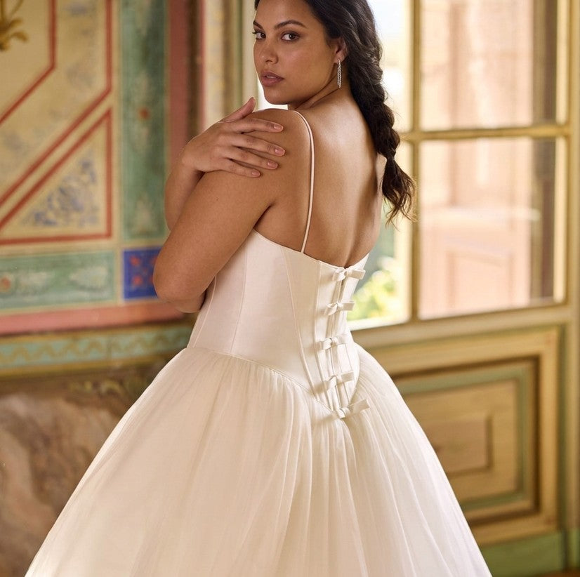 Plus-Size Chic And Simple Silk Tulle Ball Gown With Bows — plus-size render