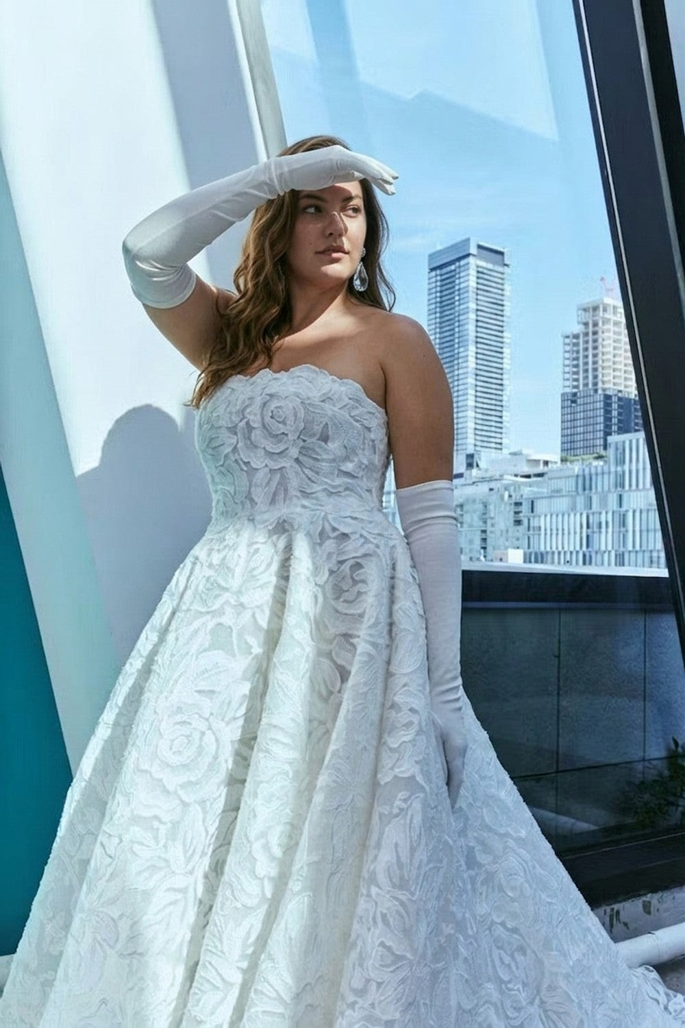 Plus-Size Chic And Romantic Strapless Floral Ball Gown