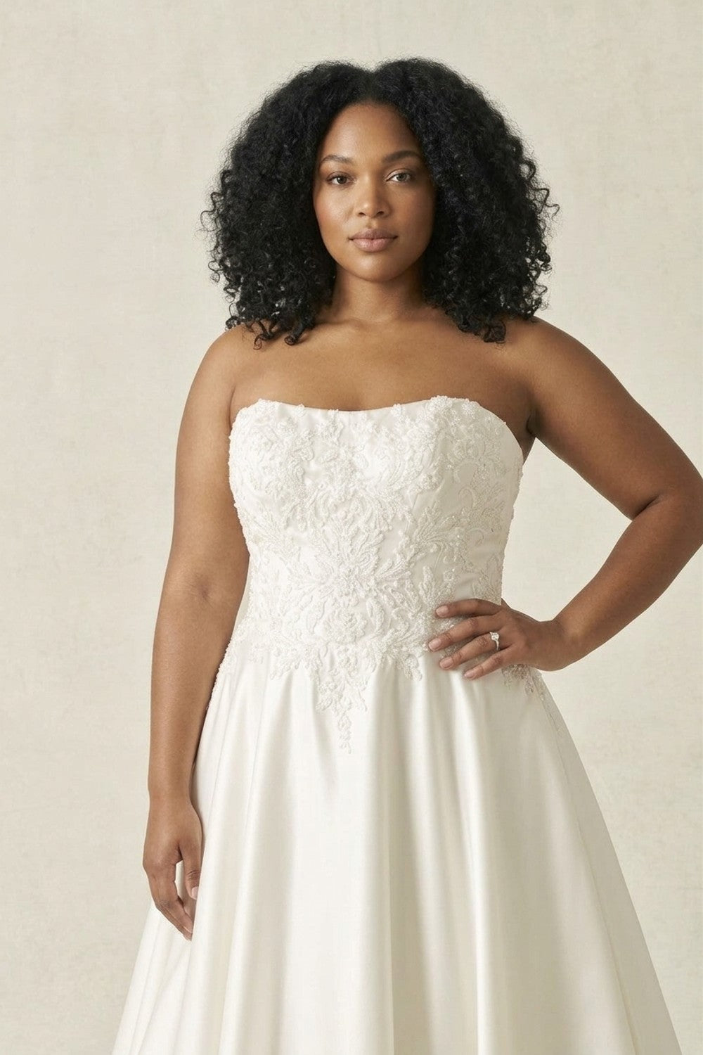 comfy dress boots Plus-Size Strapless Beaded Lace A-Line Wedding Dress