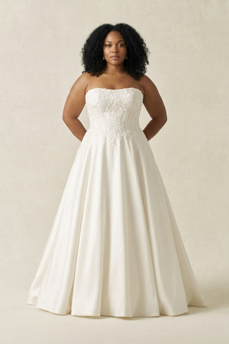 empire line plus size wedding dress Plus-Size Strapless Beaded Lace A-Line Liria Sequin Mini Party Wrap Dresses One of the many Size:1XLarge