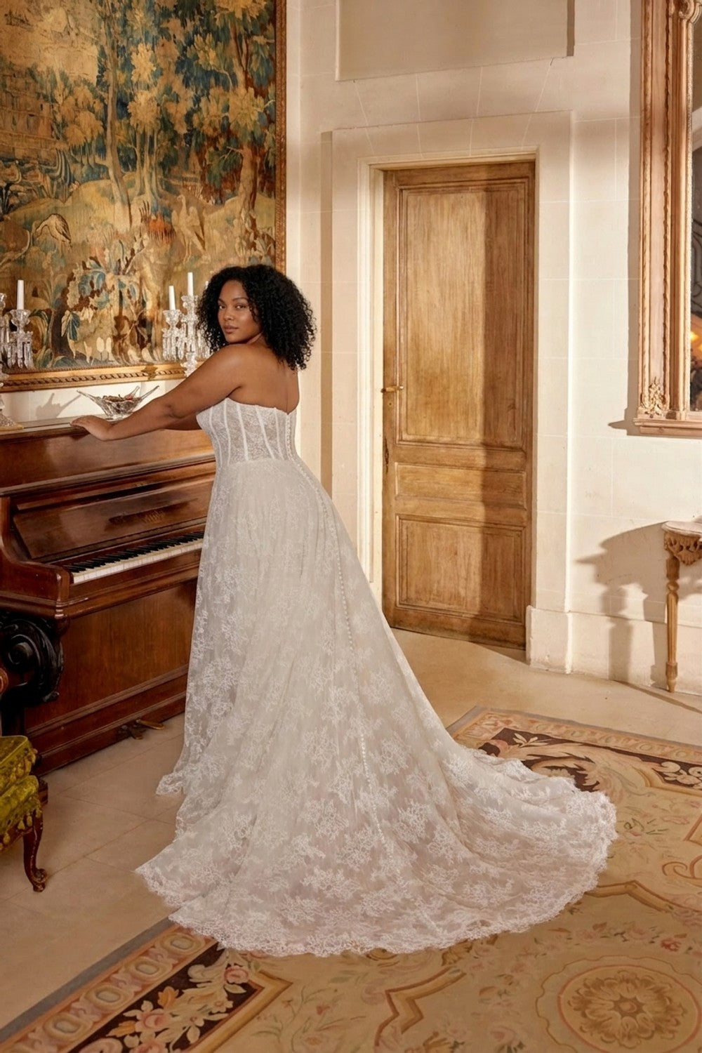 Plus-Size All Over Lace Strapless Ball Gown — plus-size render