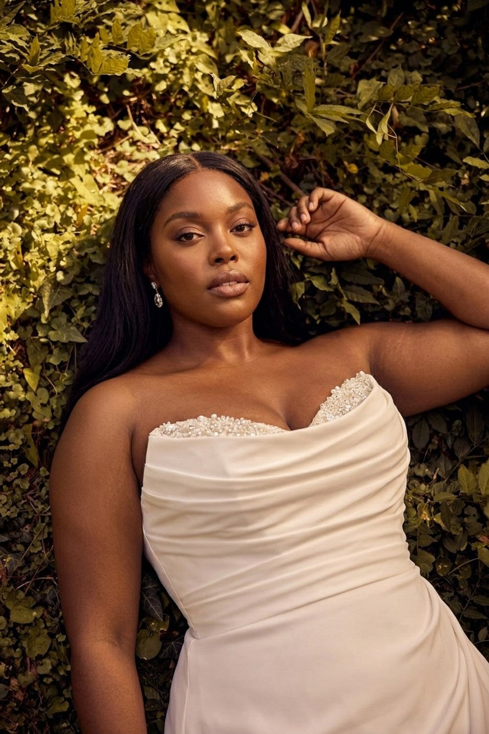 Plus-Size Embellished Matte Satin Fit-And-Flare Wedding Dress — plus-size render