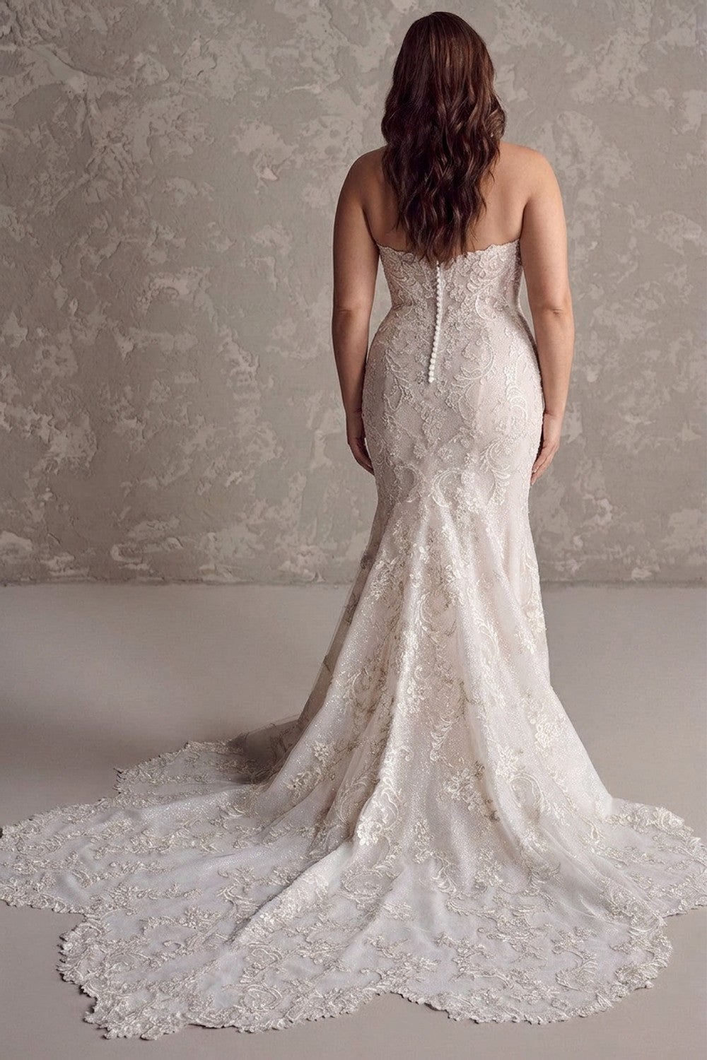Plus-Size Off-the-Shoulder Sweatheart Fit-and-Flare Wedding Dress — plus-size render