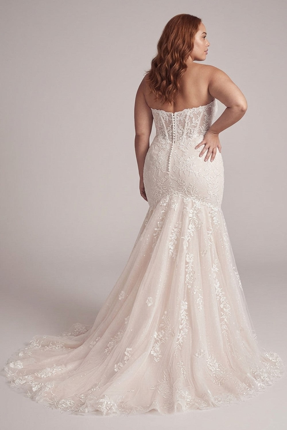 Plus-Size Floral Plunging Mermaid Dress | Kleinfeld Bridal Plus-Size Floral Plunging Mermaid Dress | Kleinfeld Bridal