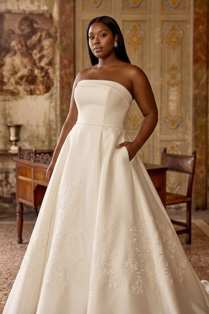 Plus-Size Simple A-Line Wedding Dress