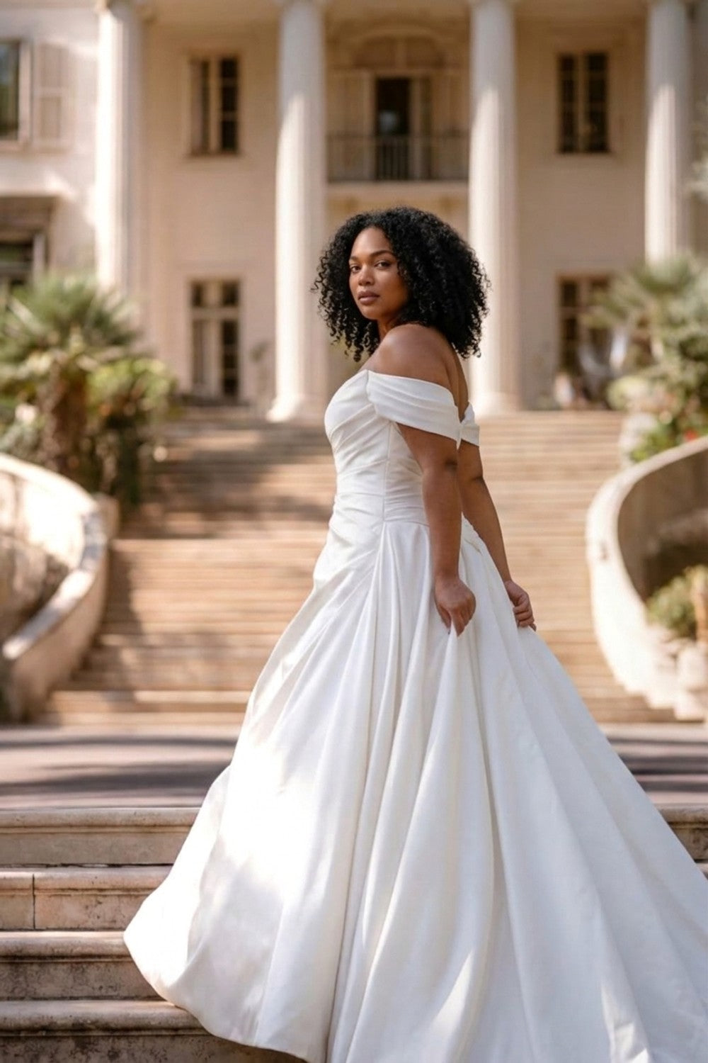 Plus-Size Elegant Off-The-Shoulder A-Line Wedding Dress — plus-size render