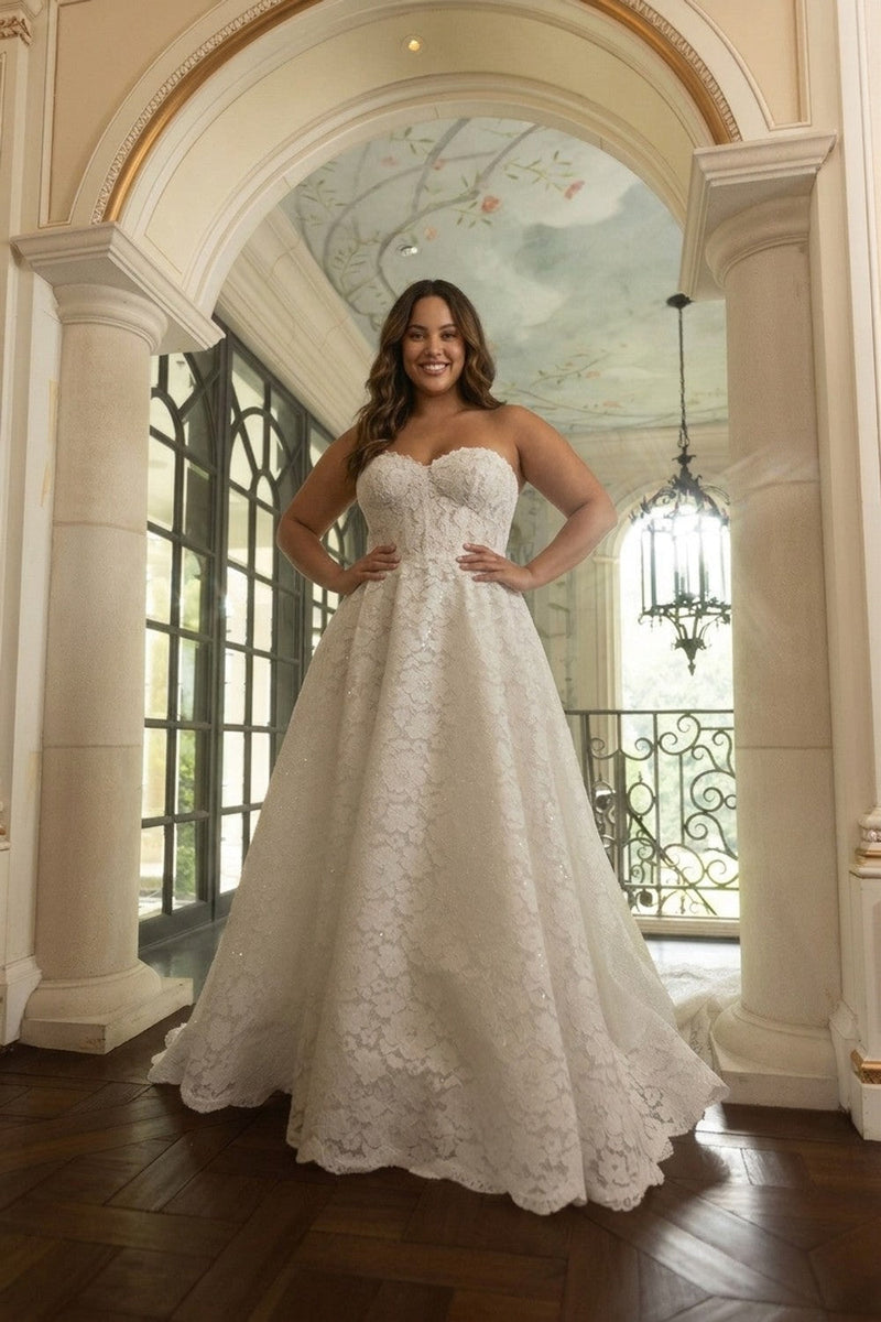Ball Gown Plus Size Wrap Wedding Dress Plus-Size Romantic And Sparkly Floral Lace Ball Gown Ball Gown Plus Size Wrap Wedding Dress Plus-Size Romantic And Sparkly Floral Lace Ball Gown