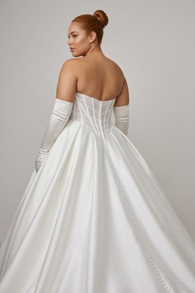 Plus-Size Modern Sheer Corset Ball Gown With Buttons — plus-size render