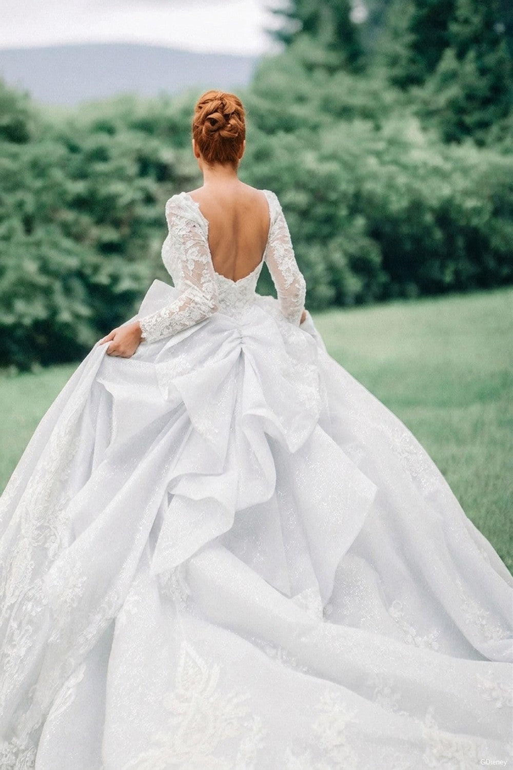 Plus-Size Sparkly Tulle Long-Sleeve Ball Gown — plus-size render
