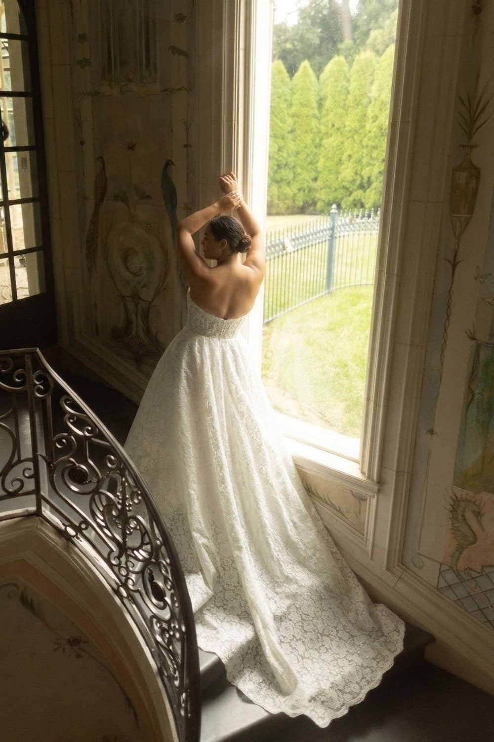 Plus-Size Romantic And Sparkly Floral Lace Ball Gown — plus-size render
