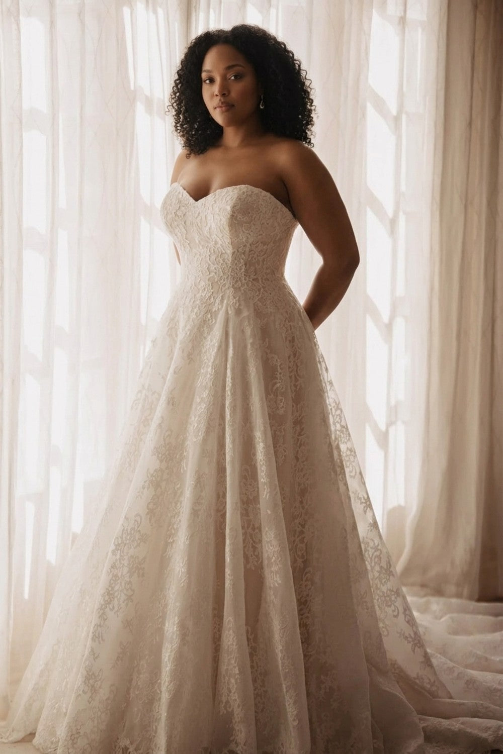Plus-Size Strapless Sweetheart A-Line Wedding Dress — plus-size render