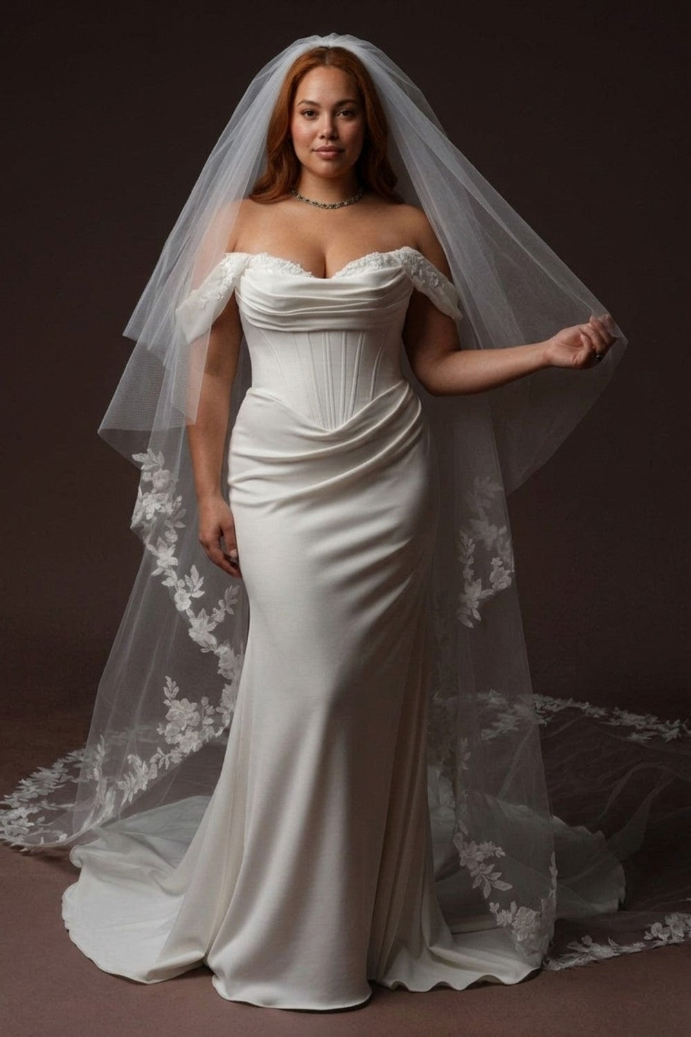 Plus-Size Strapless Sweetheart Neckline Fit-And-Flare Wedding Dress — plus-size render