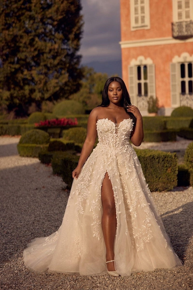 Basque-Waist Tulle Ball Gown Plus Size