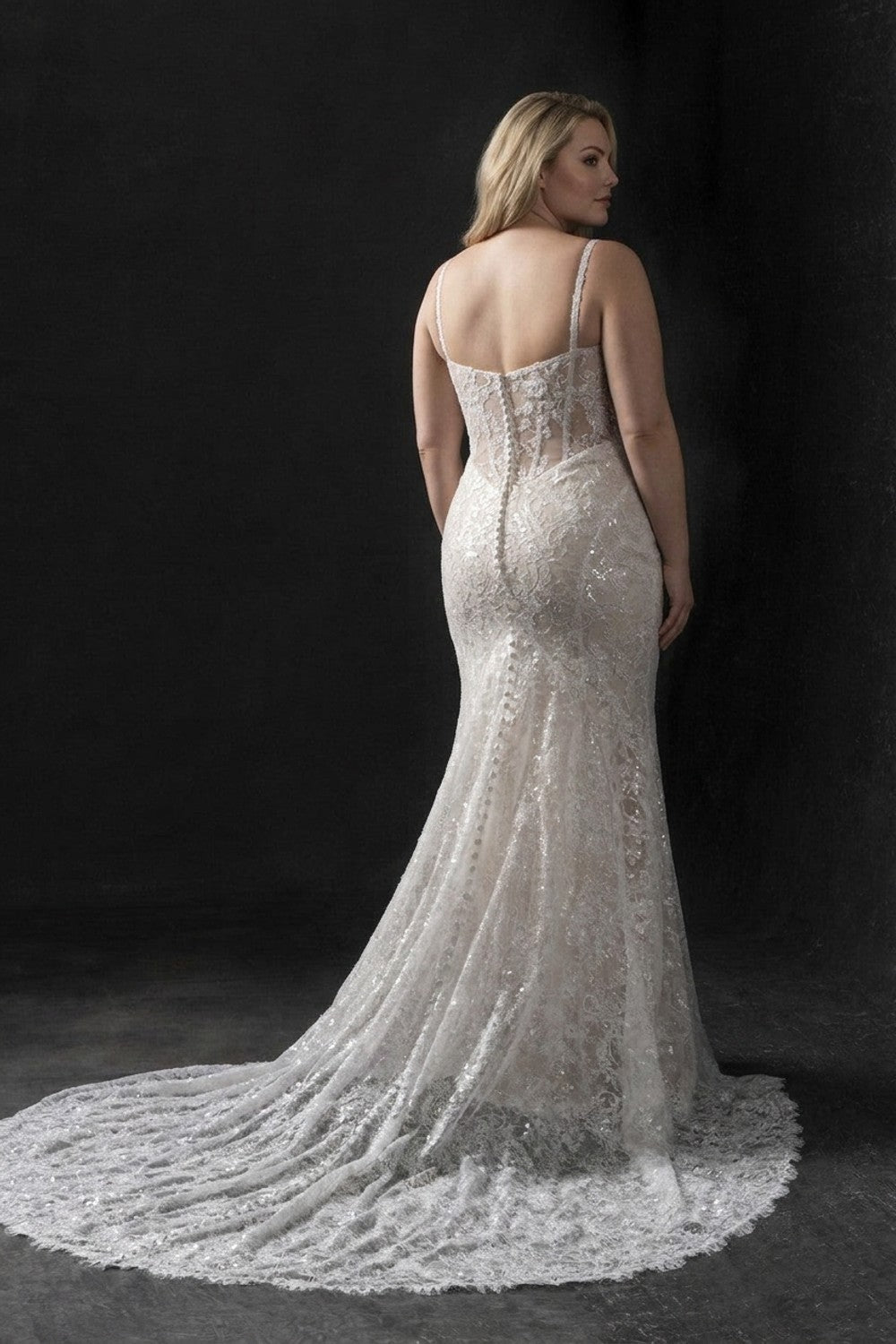 Embellished Lace Sheath Wedding Dress