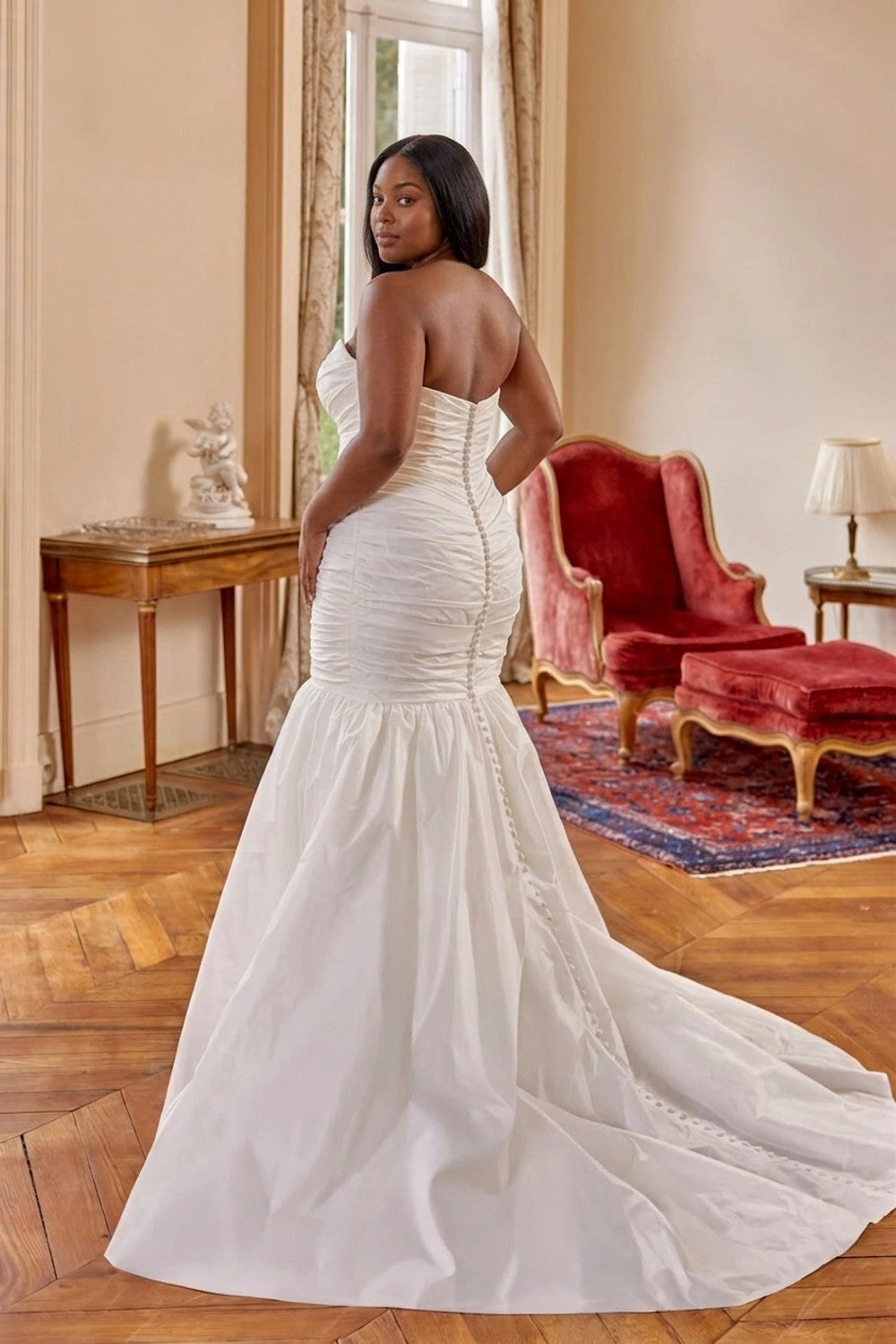 Plus-Size Strapless and Structured Mermaid Wedding Dress — plus-size render