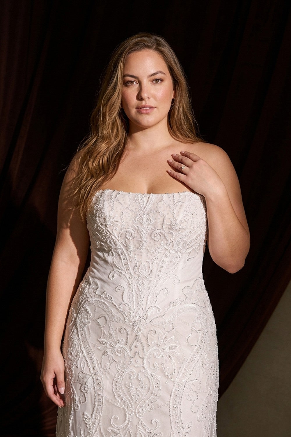 Plus-Size Intricately Detailed Fit-And-Flare Wedding Dress — plus-size render