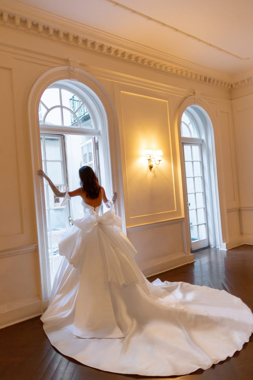 Chic And Contemporary Basque-Waist Satin Ball Gown by Pnina Tornai — image 5 of 6