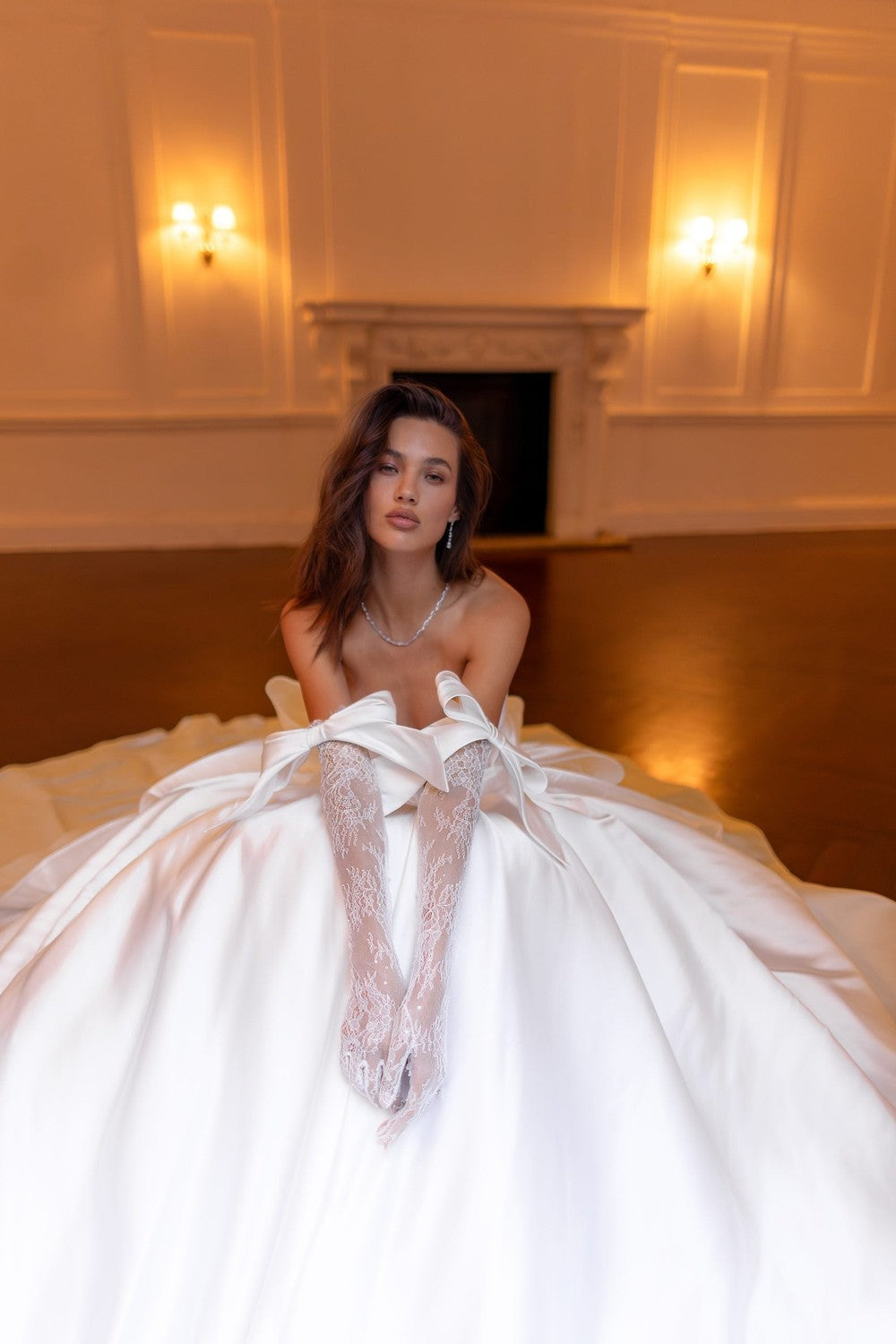 Chic And Contemporary Basque-Waist Satin Ball Gown by Pnina Tornai — image 6 of 6