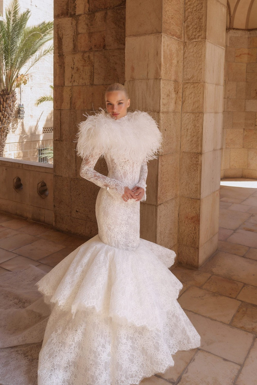 Chic And Romantic Lace High-Neck Long Sleeve Mermaid Wedding Dress | Kleinfeld Bridal Chic And Romantic Lace High-Neck Long Sleeve Mermaid Wedding Dress | Kleinfeld Bridal