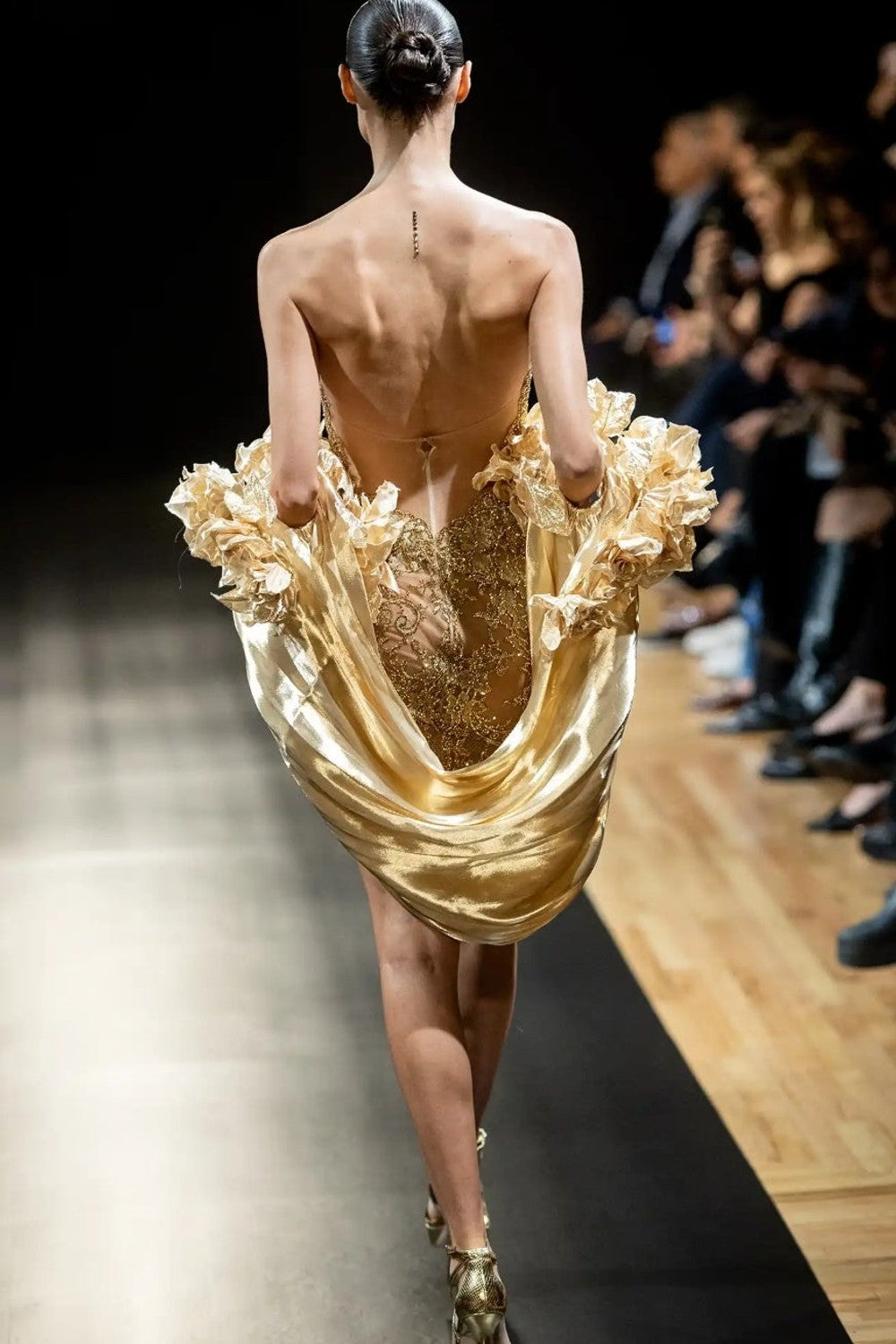 Crystal-Embellished Gold Bridal Mini Dress by Pnina Tornai — image 2 of 2