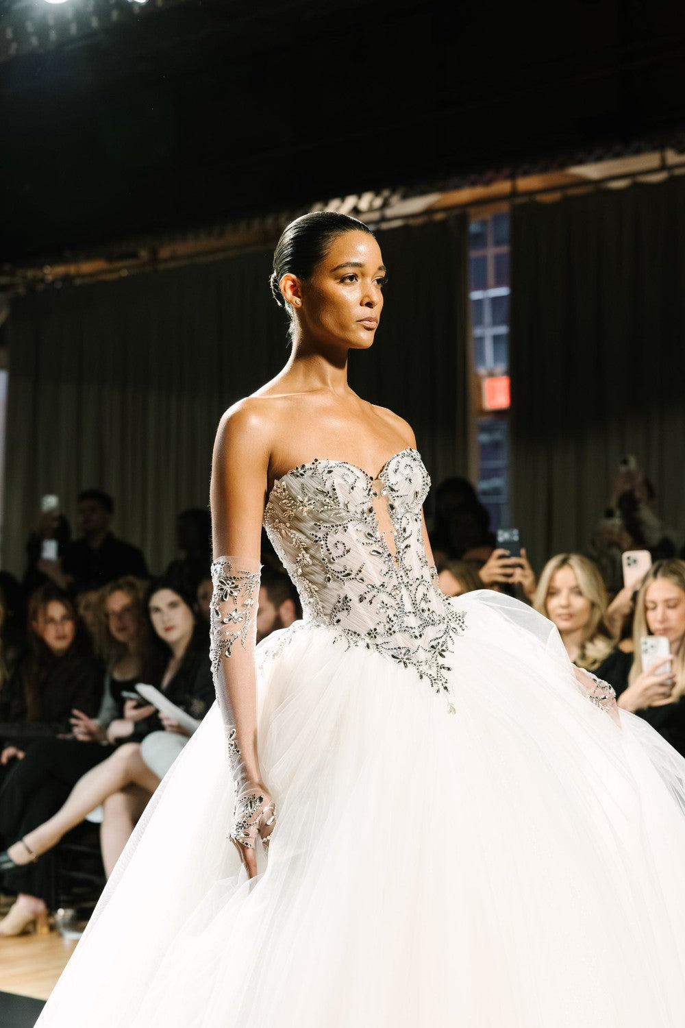 Sparkly Strapless Basque-Waist Tulle Ball Gown by Pnina Tornai — image 4 of 4