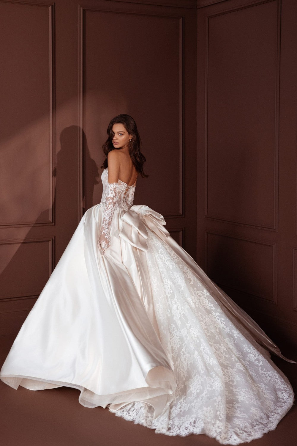Strapless Lace And Satin Ball Gown With Bow by Pnina Tornai — image 2 of 2