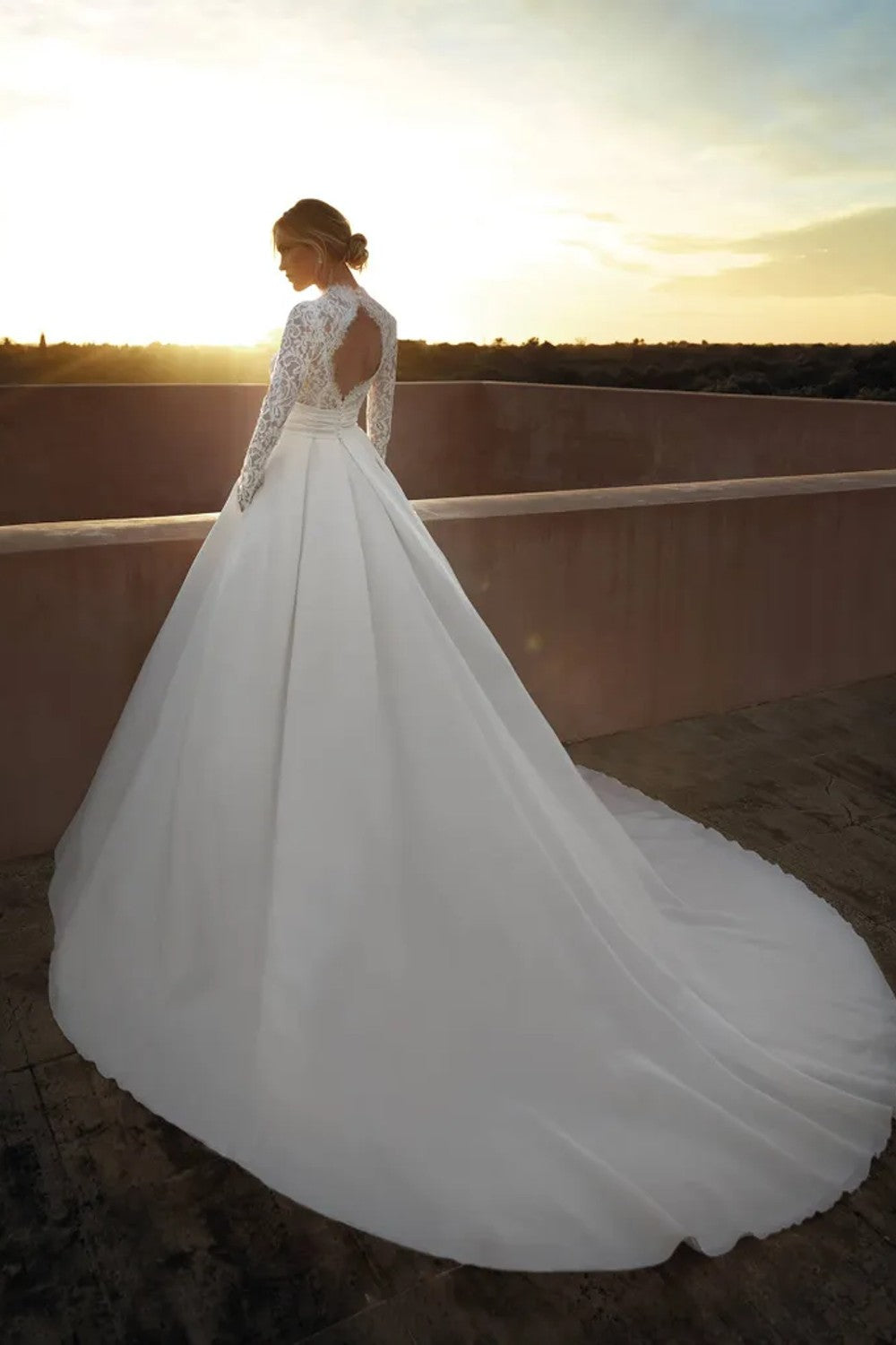 Chic High-Neck Long Sleeve Ball Gown by Pronovias — image 2 of 2