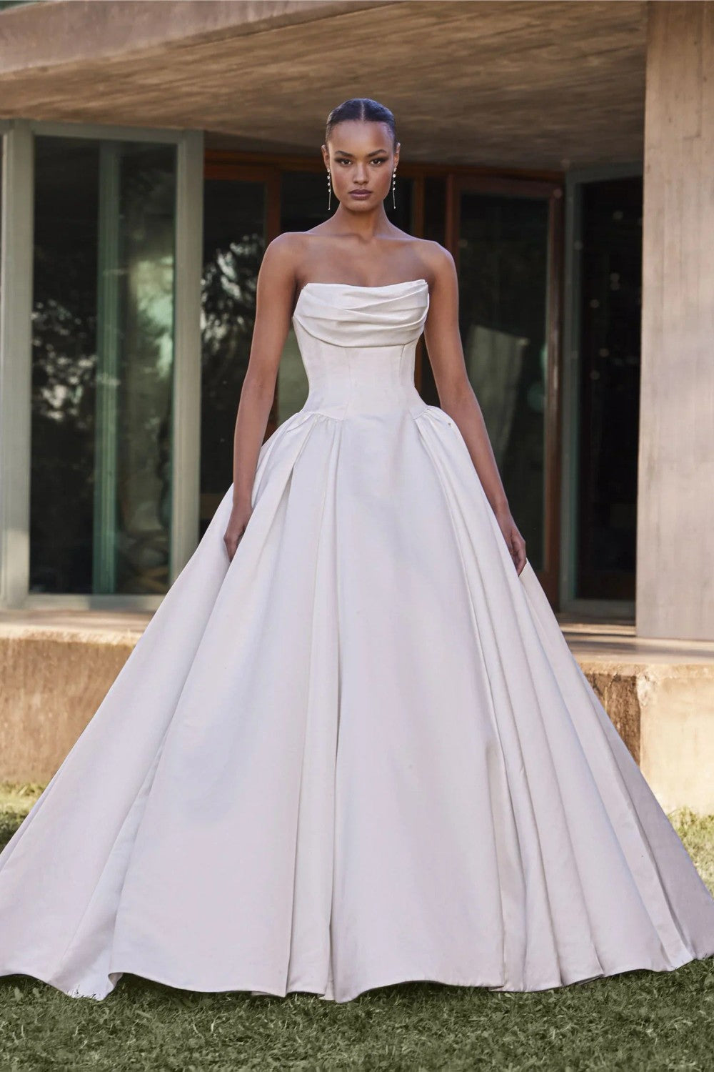 Dramatic And Regal Silk Ball Gown With Buttons by Pronovias — image 1 of 2