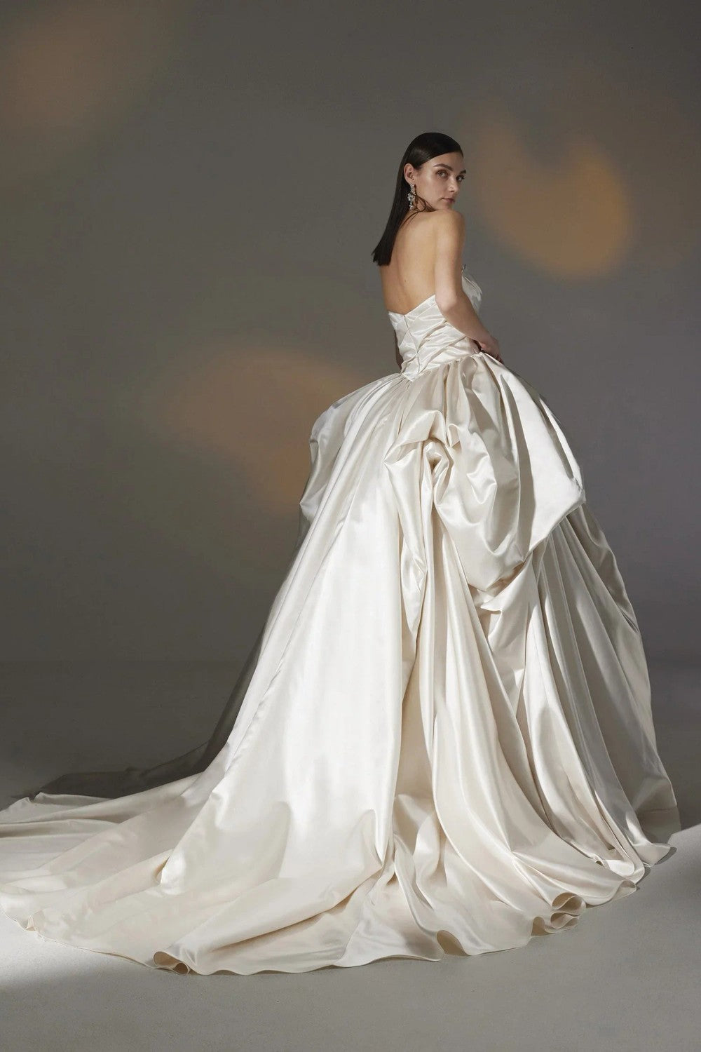 Dramatic Satin Basque-Waist Ball Gown by Pronovias — image 2 of 2