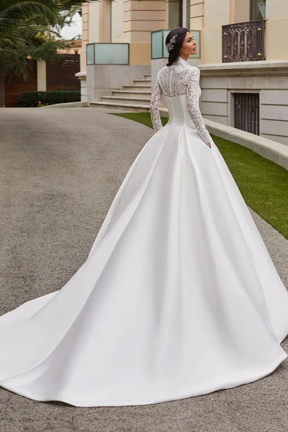 Regal and Timeless Ball Gown With Detachable Long Sleeve Topper by Pronovias — image 2 of 3