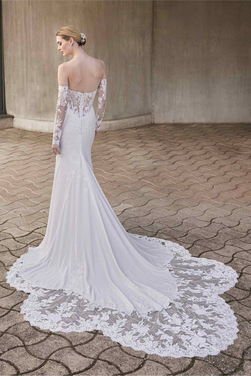 sachin and babi light blue dress Sleek Lace Sheath Wedding Dress