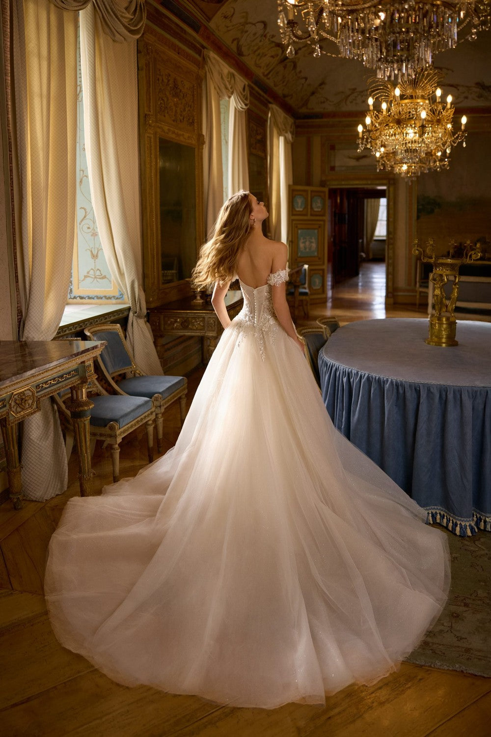 Romantic And Glamorous Embellished Tulle A-Line Wedding Dress With Slit by Randy Fenoli — image 2 of 2
