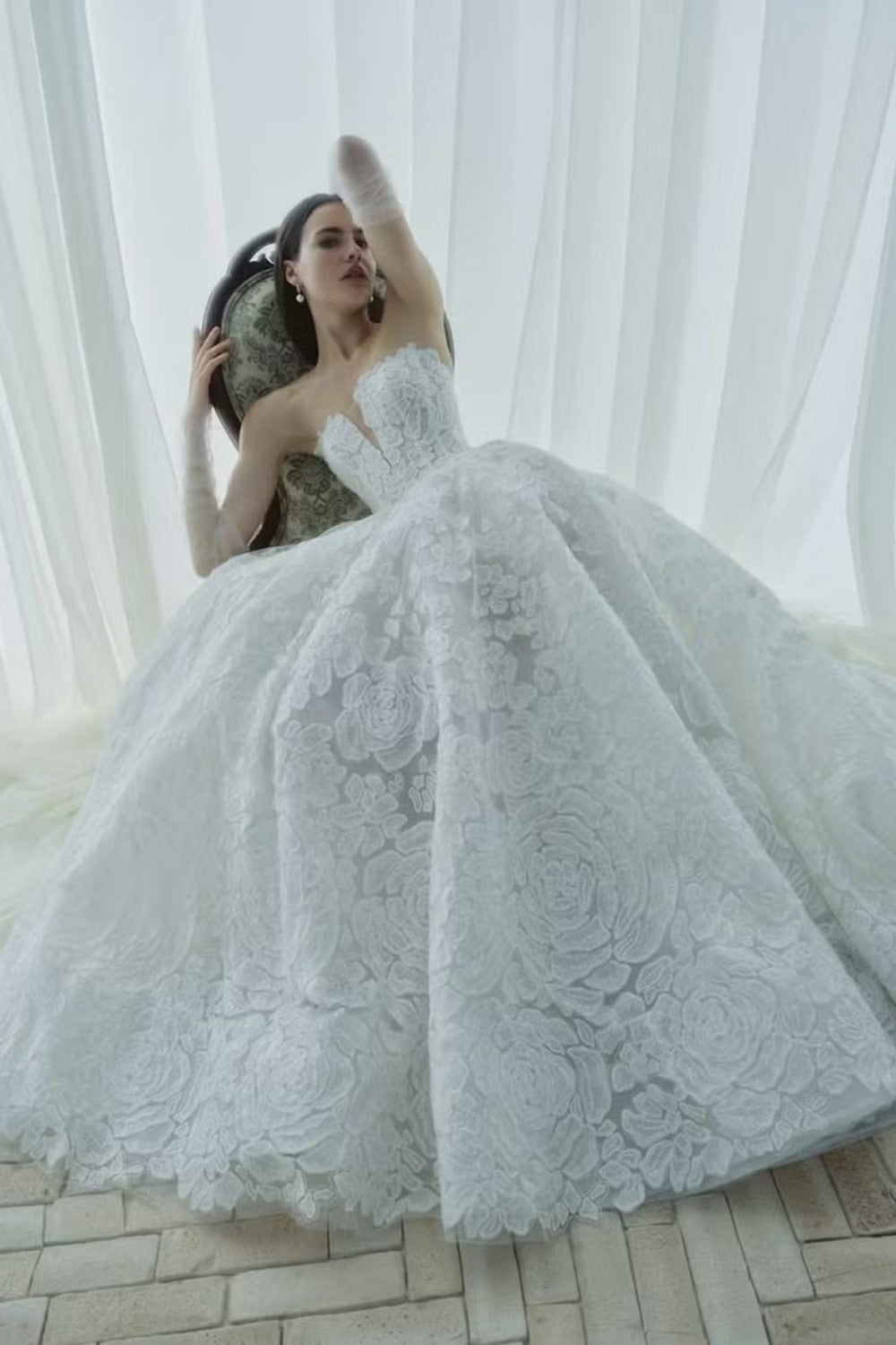 Floral Lace Ball Gown by Rivini — image 1 of 3