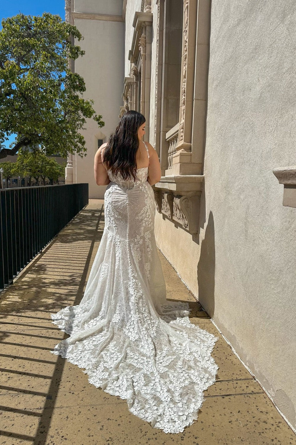 Plus-Size Romantic Floral Fit-and-Flare Lace Gown with Sweetheart Neck by Martina Liana — image 2 of 2