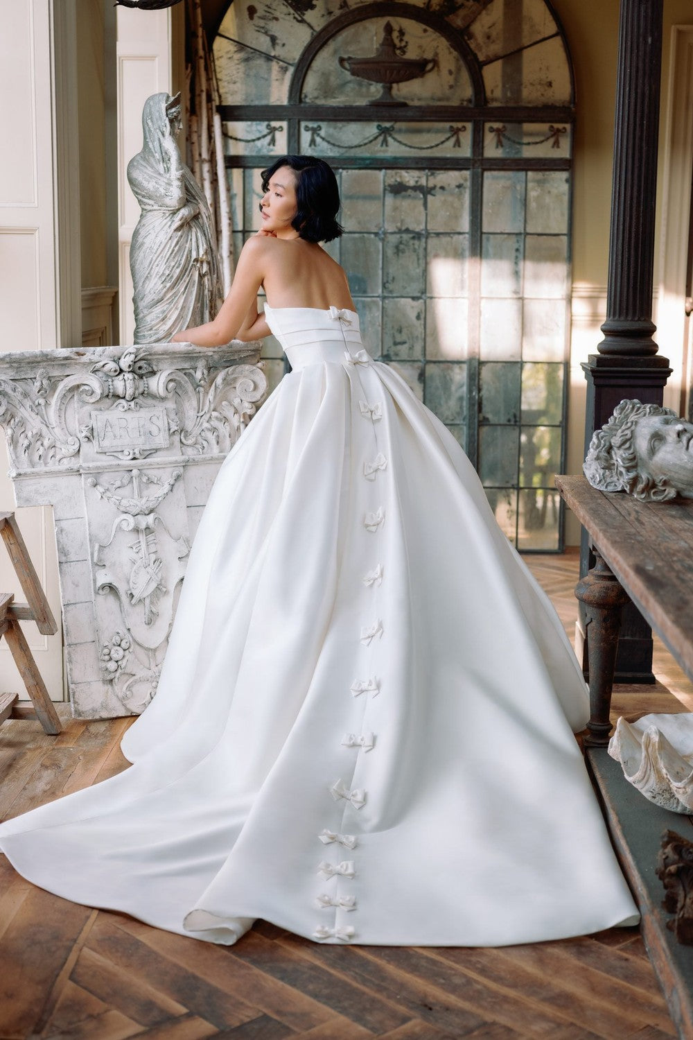 Hand-Draped Basque-Waist Silk Ball Gown With Bows by Sareh Nouri — image 2 of 4