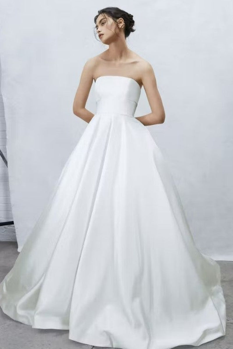 Satin Strapless Ball Gown with Empire Waist